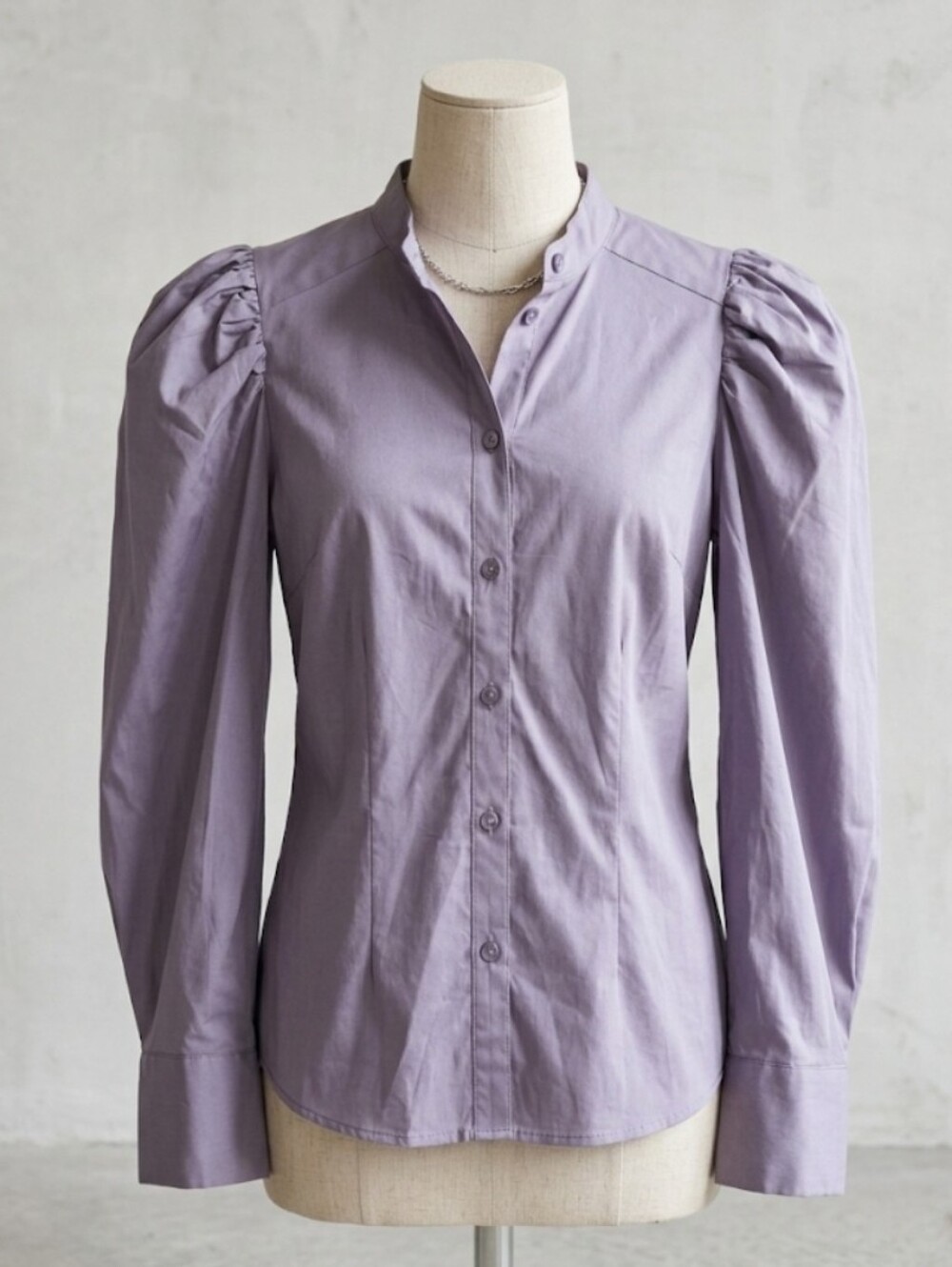 Prologue Dusty Lavender Button-Front Puff Sleeve Shirt